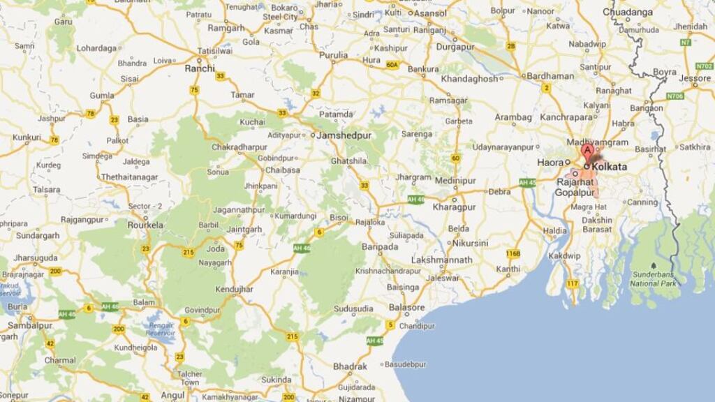 The 21-year-old woman reported the attack after celebrating her birthday in Kolkata (Calcuta), in the west Bengal region in the north-east of the country. Image: Google Maps