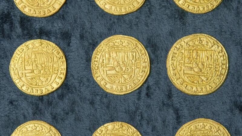 The trove includes nine rare pieces, known as royal eight escudos, which were being transported to the King of Spain. Photograph: Reuters