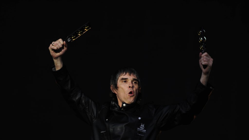 Stone Roses singer Ian Brown on stage during the group’s July 2012 performance at the Phoenix Park in Dublin. The band has released a new single, All For One, its first new material since 1995. Photograph: Aidan Crawley.