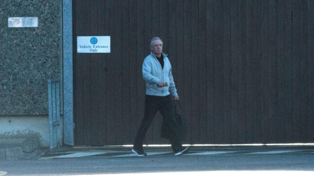 Eamonn Lillis, jailed for killing his wife Celine Cawley in 2008, leaving Wheatfield Prison in  Dublin on Saturday on his release.   Photograph: Dave Meehan