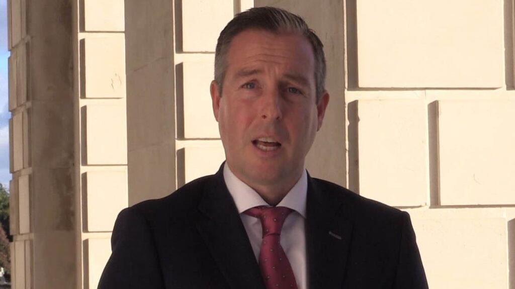 First Minister of Northern Ireland, Paul Givan, said he had been double vaccinated ‘but the way in which people are trying to coerce people... is counter-productive’. Photograph: David Young/PA Wire