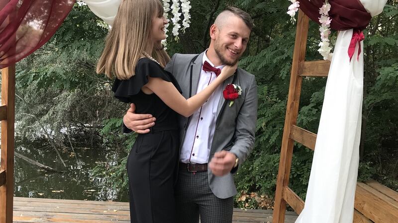 Yaryna Chuchman (22) and Ivan Myno (28): They planned to marry this summer but Myno was killed fighting Russian forces in eastern Ukraine this month. Photograph: Yaryna Chuchman