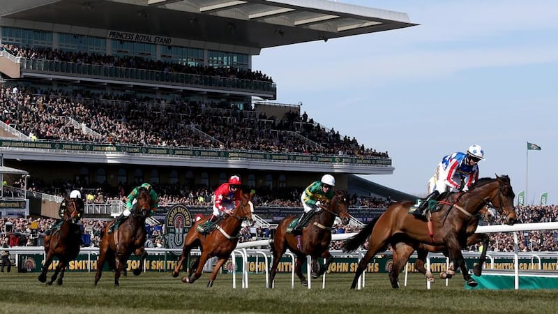 Special Tiara ridden by jockey Bryan Cooper (right) on the way to victory in the John Smith's Maghull Novices' Chase. Photograph: David Davies/PA Wire