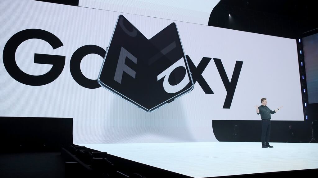 Launch of the Samsung Galaxy Fold smartphone. Photograph: Justin Sullivan/Getty Images