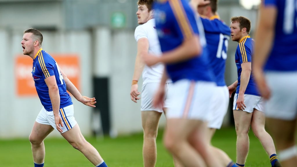 Longford’s James McGivney looks on as his late effort to win the game against Kildare in normal time hits the post. Photograph: James Crombie/Inpho