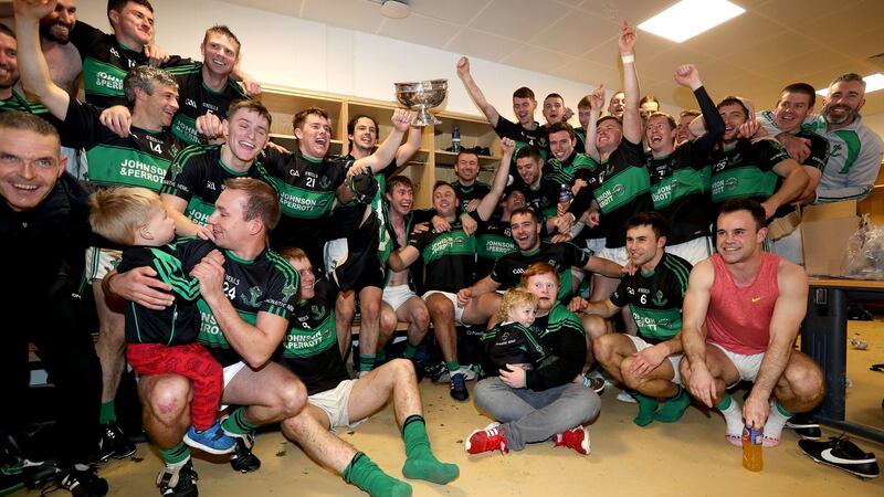 Nemo Rangers celebrate their victory over St Finbarr’s in the Cork SFC final replay at Páirc Uí Chaoimh. Photograph: Bryan Keane/Inpho