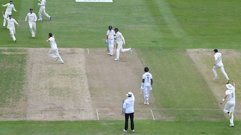 James Anderson removed Virat Kohli first ball on the second day against india in Nottingham. Photograph: Stu Forster/Getty