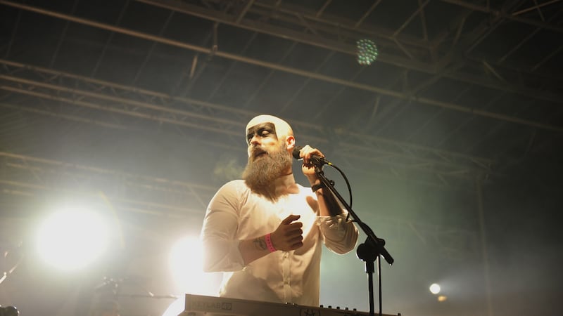 Michael Pope of Le Galaxie performing at a New Year Festival concert in St Stephen’s Green, Dublin. Photograph: Aidan Crawley
