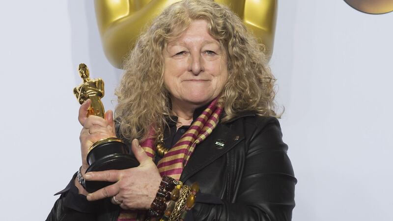 Jenny Beavan with her Oscar for best costume design for Mad Max: Fury Road at the Academy Awards in February 2016. Photograph: Mike Blake/Reuters
