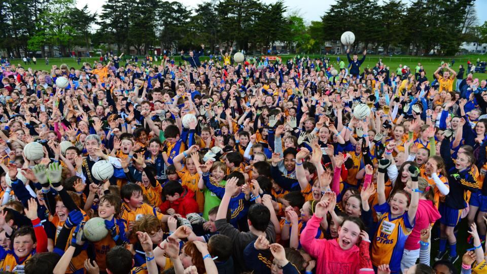 Players and coaches taking part in a World Record attempt for the largest GAA training session, at Na Fianna GAA Club on Mobhi Road. Photograph: Eric Luke