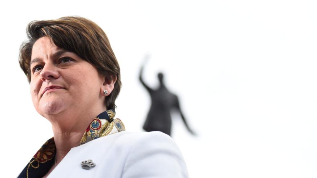 Tight lipped: Arlene Foster, the DUP leader, would say in February only that the £435,000 donation came from “an organisation in England that wants to see the Union kept”. Photograph: Clodagh Kilcoyne/Reuters