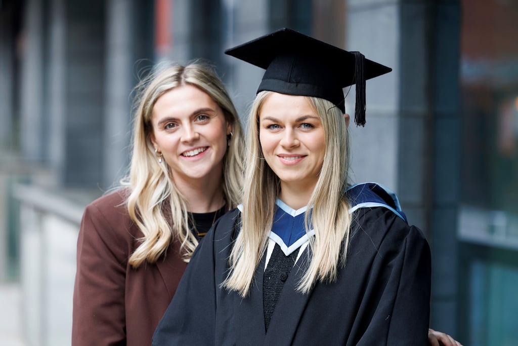 Shifra Hanvill, An Post Insurance, Athlone, a first-year student on Earn & Learn, and her sister Alanna Hanvill, Life Goals, Sandyford, Dublin, who graduated from the programme last year