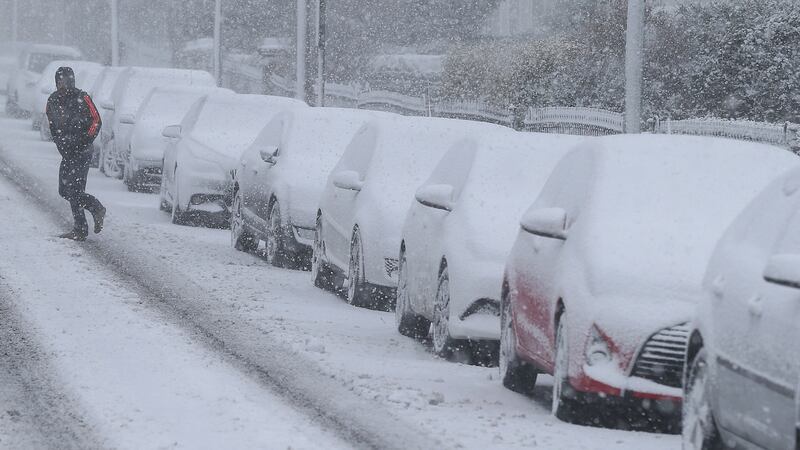 Snow in Dún Laoghaire, Dublin, on Sunday. Photograph: Collins