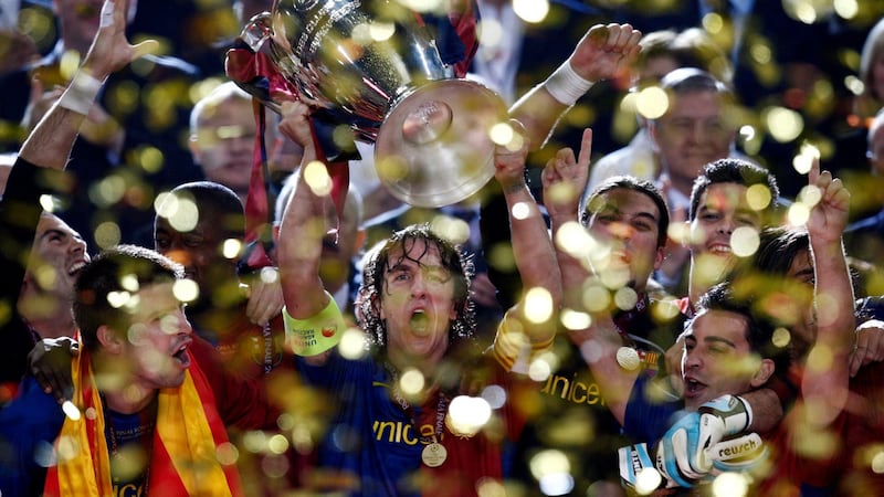 Barcelona’s Carles Puyol’s ceaseless work ethic helped propel his side to great success. Photograph: Luca Bruno/AP