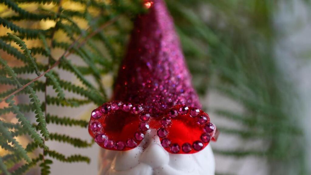 A decorated garden gnome designed by Elton John is seen at the Chelsea Flower Show. Photograph: Stefan Wermuth/Reuters