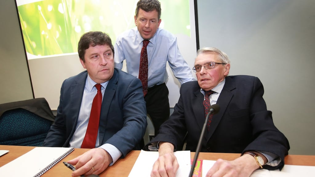 IFA deputy president Tim O’Leary, acting general secretary Bryan Barry and economist Con Lucey. Mr Lucey’s review was published yesterday. Photograph: Finbarr O’Rourke