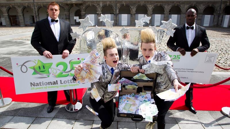 Jedward celebrates 25 years of the National Lottery. Photograph: Andres Poveda