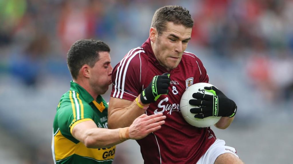 Galway’s Fiontan O Curraoin forms a formidable midfield partnership with Paul Conroy. Photograph: Cathal Noonan/Inpho