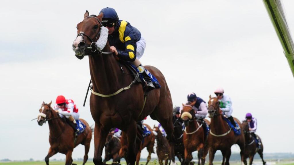 Stepper Point ridden by Martin Dwyer win the Derrinstown Stud Flying Five Stakes during the Irish Champions Weekend at the Curragh Racecourse, Co Kildare, last weekend. Photograph: PA Wire