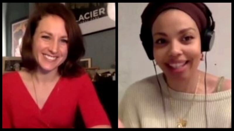 New To The Parish columnist Sorcha Pollak with author, academic and broadcaster Emma Dabiri during The Irish Times Winter Nights festival on Wednesday