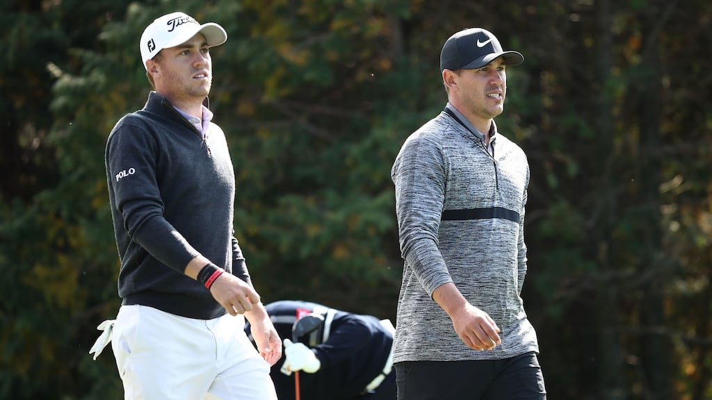 Justin Thomas has paid tribute to the way Brooks Koepka closed out victory in the US Open. Photograph: Chung Sung-Jun/Getty