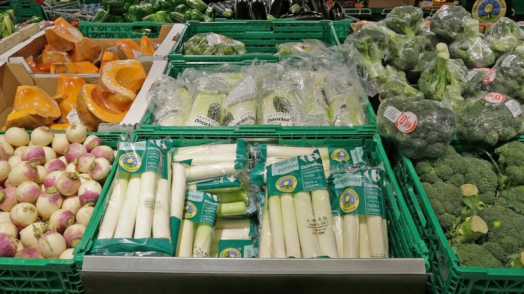 Vegetables on  display in a supermarket. Photograph: Jacky Naegelen/Reuters