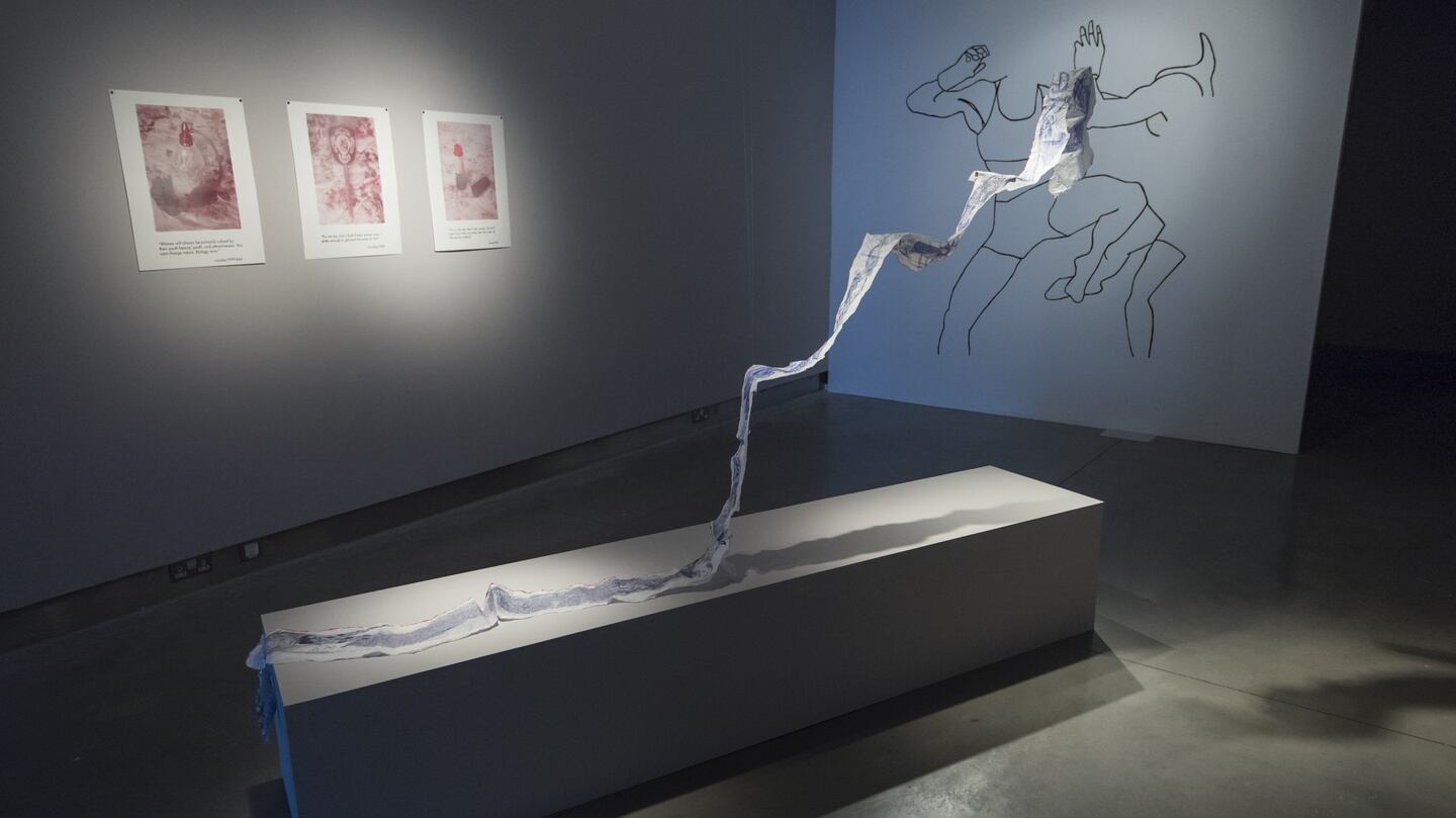 Work from Not Necessarily Naughty by Sofya Mikhaylova, Nessa Finnegan and Sophie Carroll Hunt. Photograph: Brian Cregan