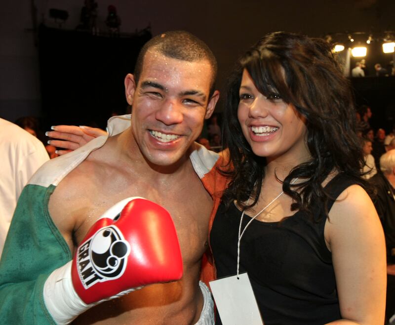 Darren Sutherland with his sister Shaneika after the fight against Georgi Iliev in 2008. Photograph: Morgan Treacy/Inpho
