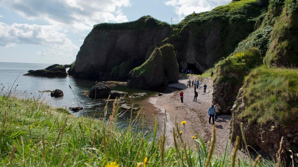 Tourist’s take a look around the Caves in Cushendun , Co Antrim while on the Game of Thrones tour. Photograph: Mark Marlow/pacemaker press