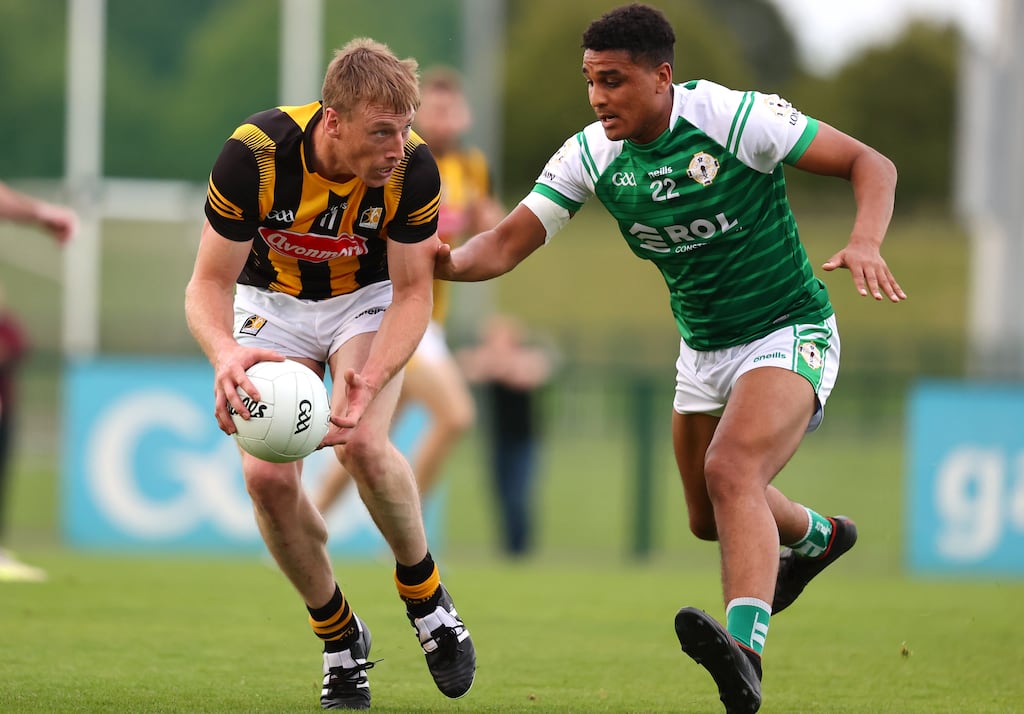 London's Josh Obahor in action against Kilkenny in 2022. Born and raised in northwest London, Obahor has been playing Gaelic football since he was 10. Photograph: Bryan Keane/Inpho