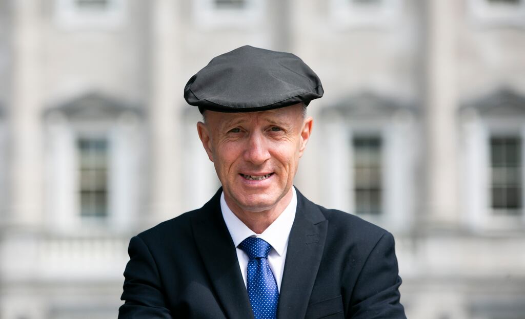 Michael Healy-Rae and an intern from his office were surrounded as they attempted to move through the area outside Leinster House during a protest on September 20th last. Photograph: Gareth Chaney/Collins