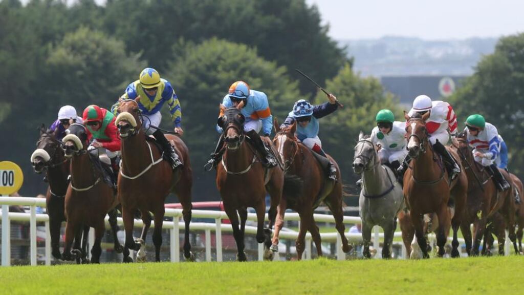 Hasanour ridden by Shane Foley wins The Guinness Time Handicap on day four of the Galway Festival. Photograph: should read: Niall Carson/PA Wire