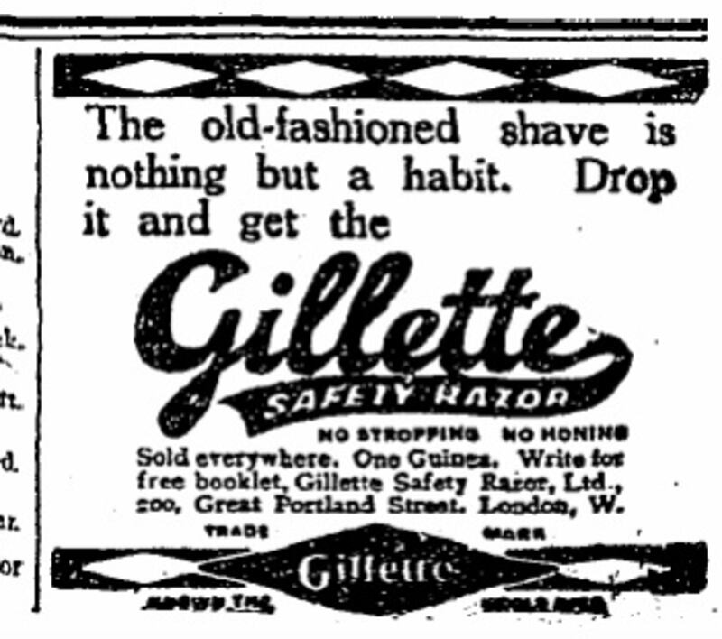 The old-fashioned shave is nothing but a habit... (May 24, 1916)