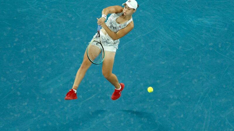 Ash Barty plays a shot during her Australian Open women’s singles final against America’s Danielle Collins of United States. Photograph: Mark Metcalfe/Getty Images