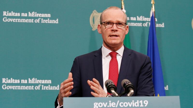 Táanaiste Simon Coveney speaking in Government Buildings on Thursday. Photograph: Leon Farrell/Photocall Ireland/PA