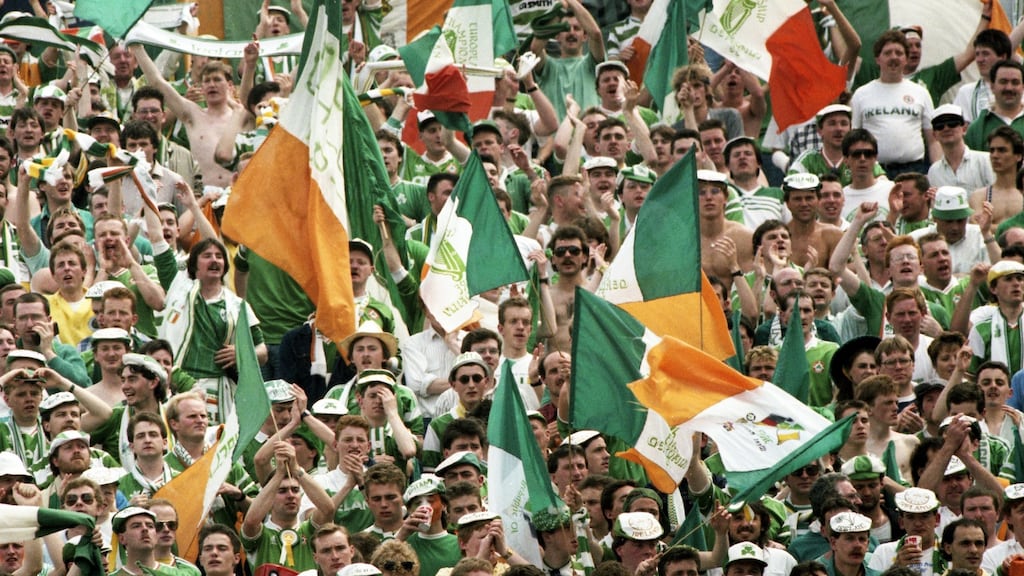Republic of Ireland fans at the European Championships in 1988. Photograph: Billy Stickland/Inpho