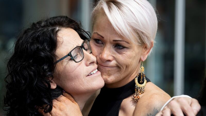Sisters Anne O’Reilly and Bridget O’Reilly outside the Central Criminal Court in Dublin after their father James O’Reilly was jailed for 20 years. Photo: Tom Honan for The Irish Times.