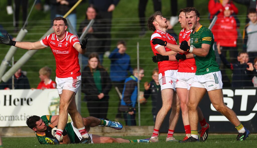 Meath’s Shane Walsh celebrates his side winning a turnover vs Louth. Photograph: James Crombie/Inpho