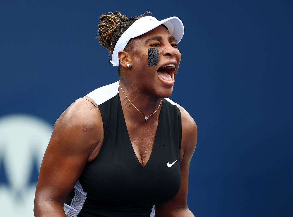 Serena Williams of the United States reacts after winning a point during her win over Nuria Parrizas Diaz of Spain. Photograph: Vaughn Ridley/Getty Images