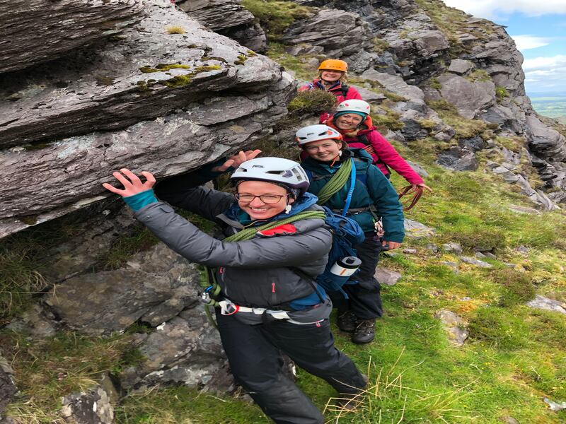 Women with Altitude (WWA) participants on a scrambling course in Kerry in 2022