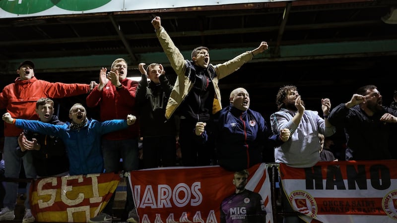 St Pat’s fans celebrate a recent league win against Drogheda. Photo: Brian Reilly-Troy/Inpho