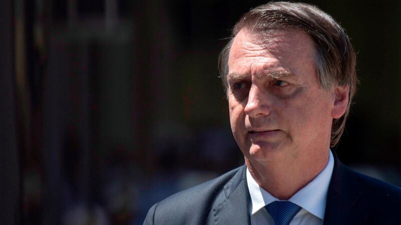 Brazil’s president Jair Bolsonaro attends an event to celebrate 211 years of the creation of the Brazilian Marine Corps in Rio de Janeiro, Brazil on Thursday. Photograph: Mauro Pimentel/AFP/Getty Images
