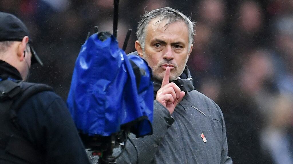 Manchester United manager José Mourinho at the final whistle in the win over Tottenham. Photograph: EPA/Andy Rain