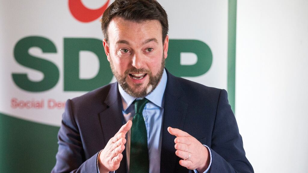 SDLP leader Colum Eastwood at the launch of his party’s Westminster  election campaign at the Newcastle Centre, in Co Down. Photograph: Liam McBurney/PA Wire.