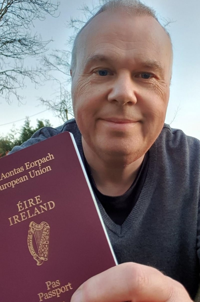 Jim Greer with his new Irish passport