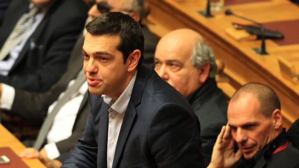 Greek prime minister Alexis Tsipras votes during a roll call vote for the election of the new President of the Republic at the parliament in Athens. Photograph: EPA