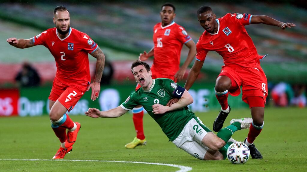 Seamus Coleman was forced to give another grave assessment of Ireland’s performance after their defeat Luxembourg. Photograph: Brian Lawless/PA