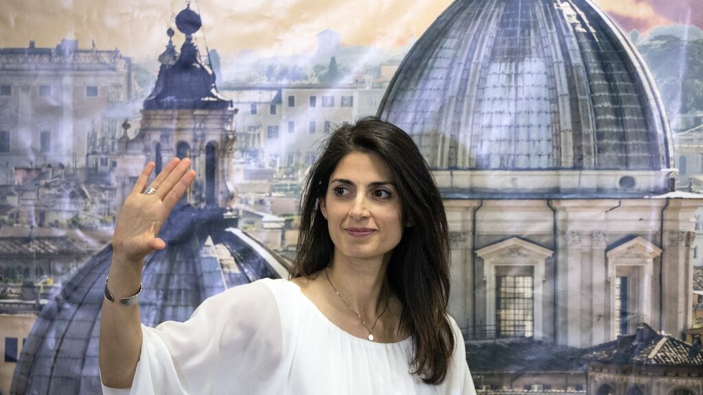 Rome’s mayor-elect: Virginia Raggi of the Five Star Movement trounced her PD rival, Roberto Giacchetti. Photograph: Alessia Pierdomenico/Bloomberg