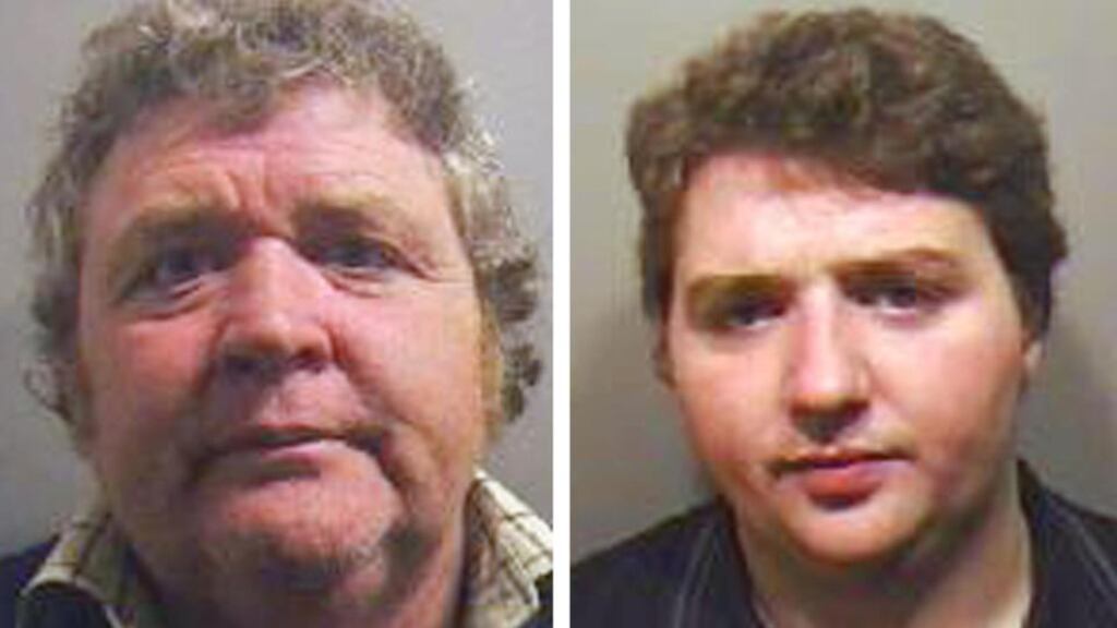 Tommy Connors Senior (53,left), who was jailed for eight years and his son Patrick Connors (21), for five years at Luton Crown Court, Bedfordshire. The judge said over the years, hundreds of vulnerable workers had been recruited by Connors and would have been subject to threats of violence and intimidation if they wanted to leave. Photograph: PA