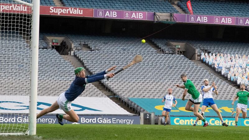 Quaid makes a save against Waterford in last year’s final. Photo: Morgan Treacy/Inpho
